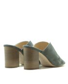 SD-104 muiltjes met grijze suède hak - Hak: 8 cm