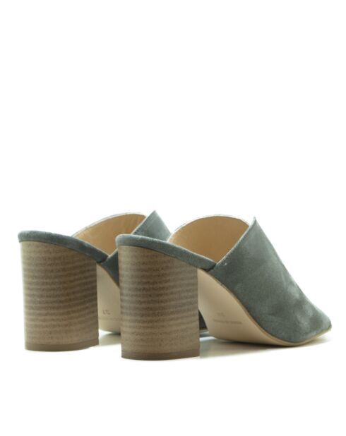 SD-104 muiltjes met grijze suède hak - Hak: 8 cm