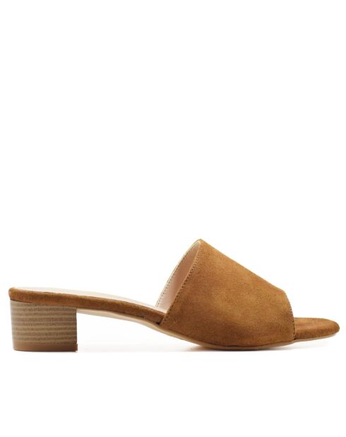 CA-462 braune Absatzpantolette aus Veloursleder