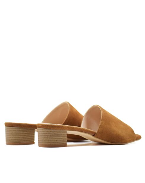 CA-462 braune Absatzpantolette aus Veloursleder