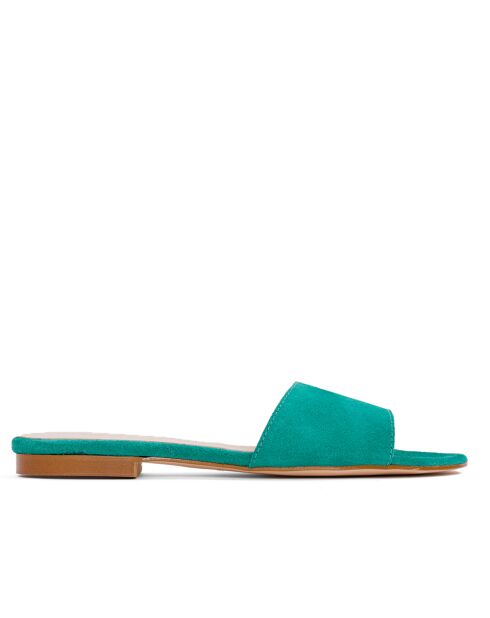 F-2878P groene muiltjes van suèdeleer