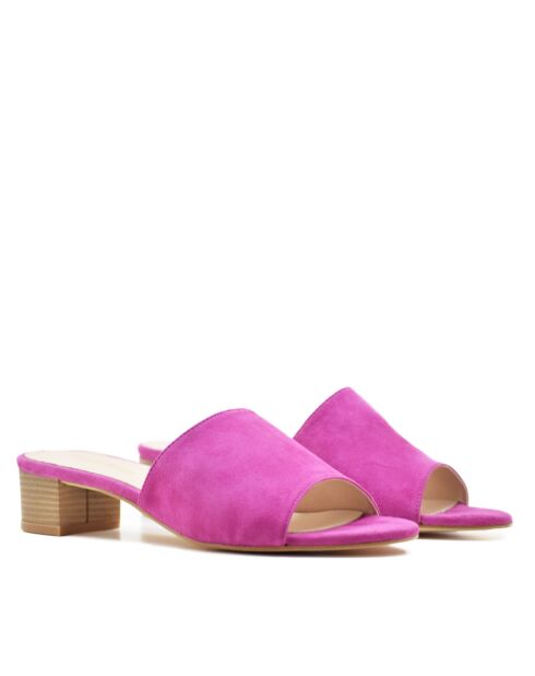 CA-462 muiltjes met hak van fuchsia suèdeleer
