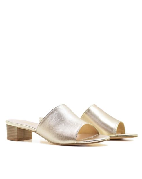 CA-462 muiltjes met hak van goudkleurig metaal