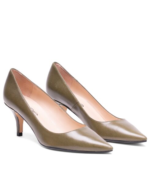 13370 Pompe in nappa verde oliva