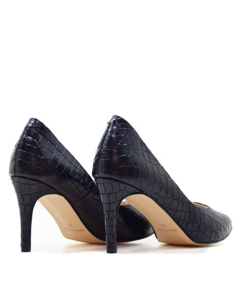 76572 Dumps in pelle di coccodrillo blu marino - Tacco: 8 cm