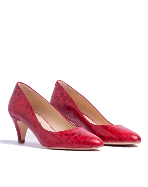 Scarpe con tacco 176763 in pelle di coccodrillo rosse - Tacco: 5,5 cm