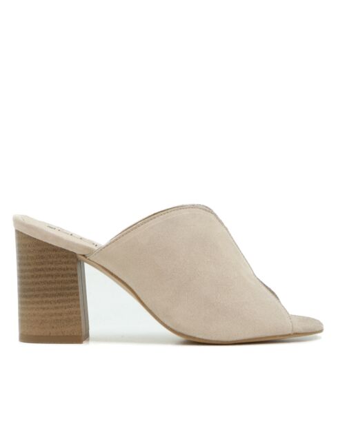 SD-104 muiltjes met nude suède hak - Hak: 8 cm