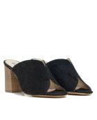 Mules Colette con tacón de gamuza negra, tacón: 8 cm