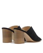 Mules Colette con tacón de gamuza negra, tacón: 8 cm