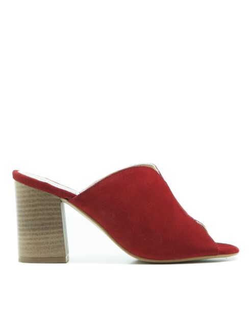 Sabot SD-104 in pelle scamosciata rossa - Tacco: 8cm