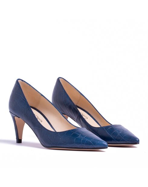 13370 Pumps in pelle di coccodrillo blu marino