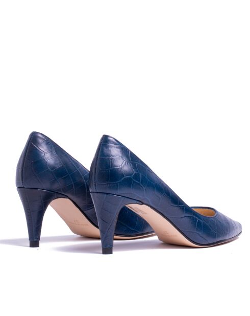 13370 Pumps in pelle di coccodrillo blu marino
