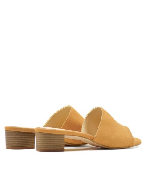 CA-462 muiltjes met hak van perzikkleurig suède