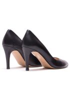 F-4253 zwarte Tibetaanse leren pumps - Hak: 7 cm