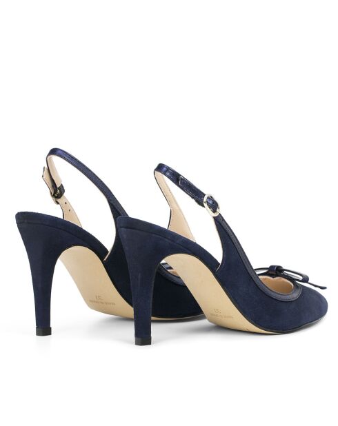 Pumps F-4256 in pelle scamosciata blu marino - Tacco: 8cm