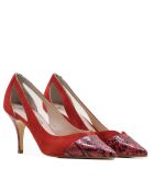 Scarpe da ginnastica in pelle di serpente rosse 14787CU - Tacco: 7,5 cm