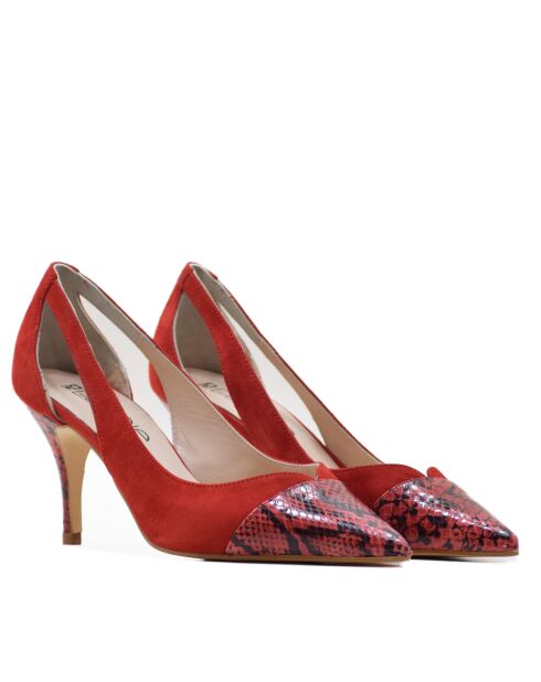 Scarpe da ginnastica in pelle di serpente rosse 14787CU - Tacco: 7,5 cm