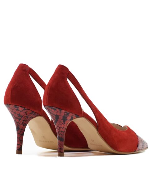 Scarpe da ginnastica in pelle di serpente rosse 14787CU - Tacco: 7,5 cm