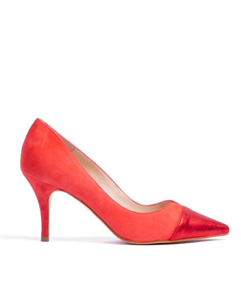 Felrode pumps van metallic suède CA-1034 - Hak: 7 cm