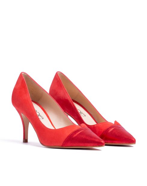 Felrode pumps van metallic suède CA-1034 - Hak: 7 cm