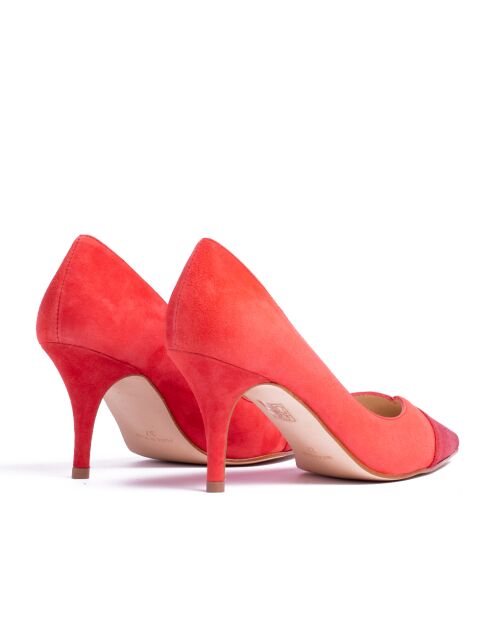 Felrode pumps van metallic suède CA-1034 - Hak: 7 cm