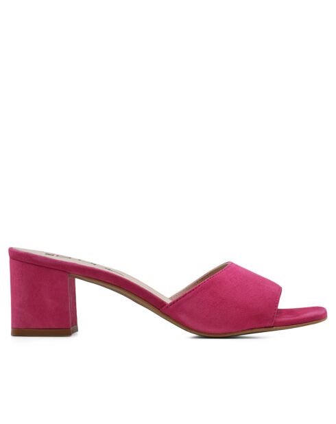 CA-1941 muiltjes van fuchsia leer met hak - Hak: 7 cm