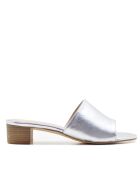 CA-462 muiltjes met hak van zilverkleurig metallic leer