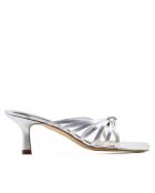 CA-1873 muiltjes met hak van zilverkleurig metallic leer - Hak: 6 cm