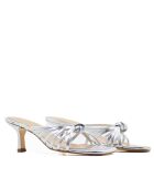 CA-1873 muiltjes met hak van zilverkleurig metallic leer - Hak: 6 cm