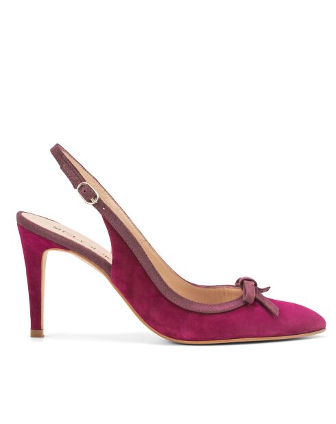 Scarpe F-4256 in pelle scamosciata magenta - Tacco: 8 cm