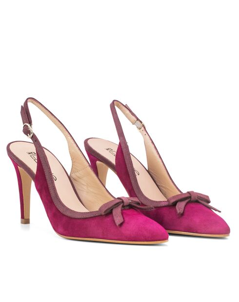 Scarpe F-4256 in pelle scamosciata magenta - Tacco: 8 cm