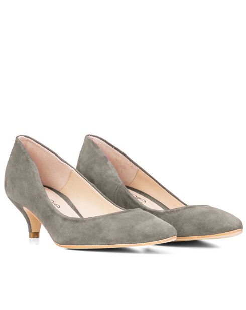 Zapatos de tacón 13630 de gamuza gris