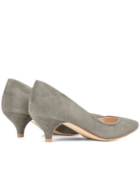 Zapatos de tacón 13630 de gamuza gris