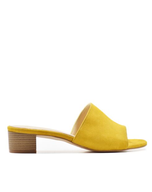 CA-462 gelbe Absatzpantolette aus Veloursleder
