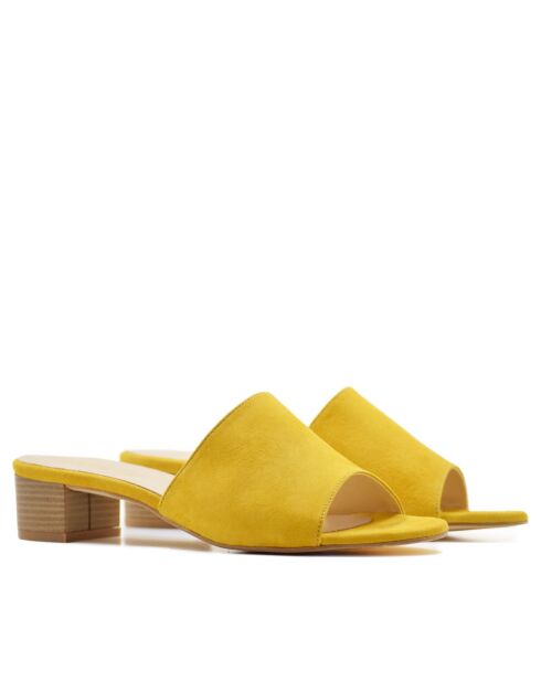 CA-462 gelbe Absatzpantolette aus Veloursleder