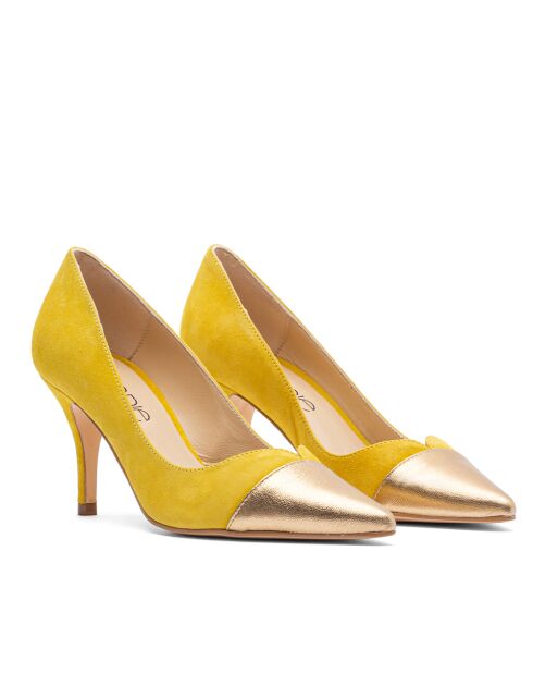 Dumps CA-1034 color platino/giallo metallizzato - Tacco: 7cm