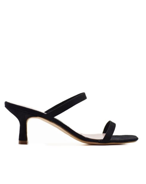 CA-1871 muiltjes met hak van zwart suèdeleer - Hak: 6 cm