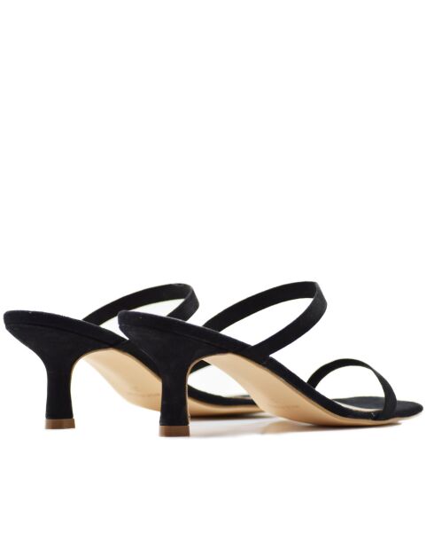 CA-1871 muiltjes met hak van zwart suèdeleer - Hak: 6 cm