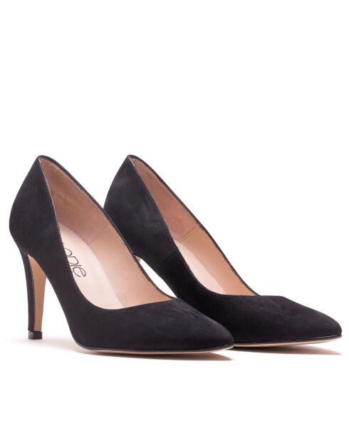 F-4253 pumps van zwart suède leer - Hak: 7 cm