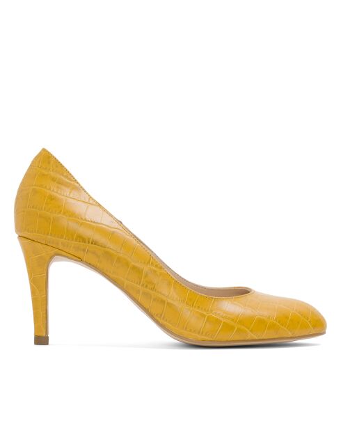 Dumps 12619 in pelle di coccodrillo gialle - Tacco: 7 cm