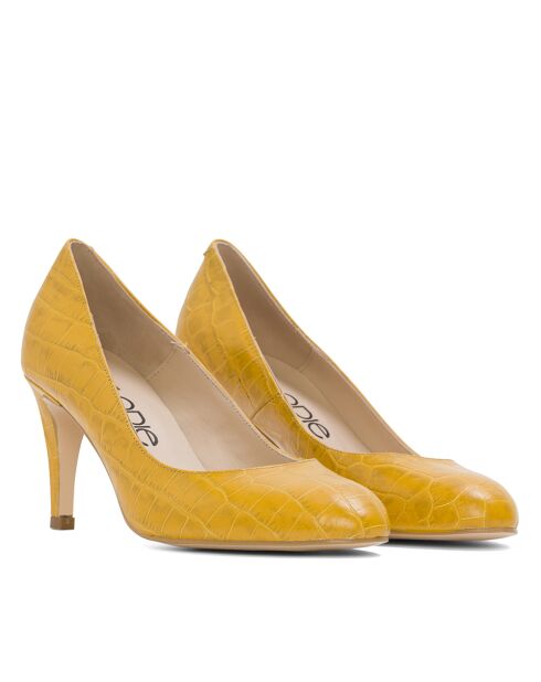 Dumps 12619 in pelle di coccodrillo gialle - Tacco: 7 cm