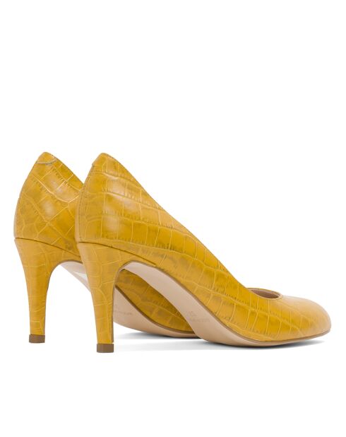Dumps 12619 in pelle di coccodrillo gialle - Tacco: 7 cm