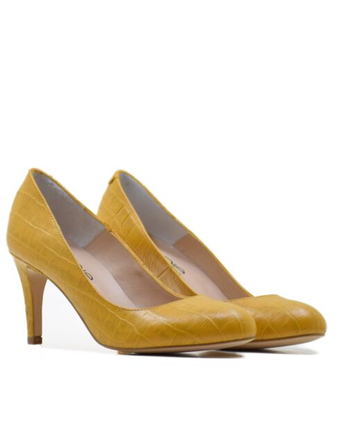 12619 Dumps gialle in coccodrillo - Tacco: 7cm