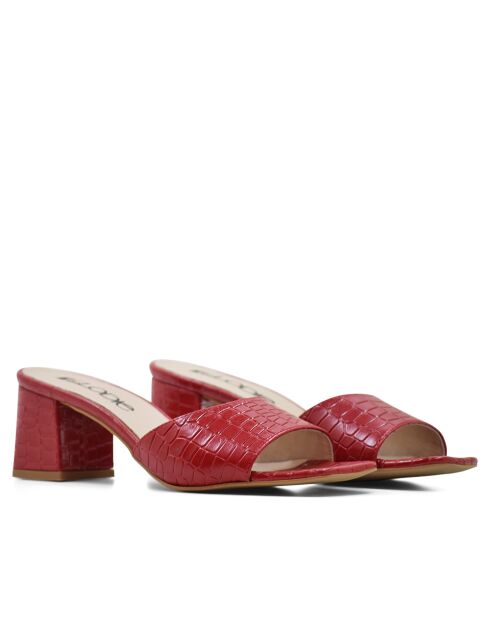 Mules à talon CA-1941 en Cuir rouges - Talon : 7cm
