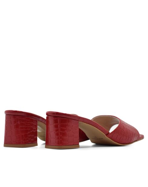 Mules à talon CA-1941 en Cuir rouges - Talon : 7cm