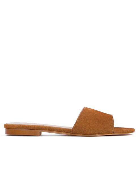 F-2878P braune Mules aus Veloursleder