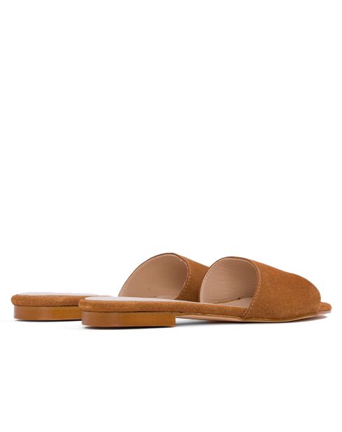 F-2878P braune Mules aus Veloursleder