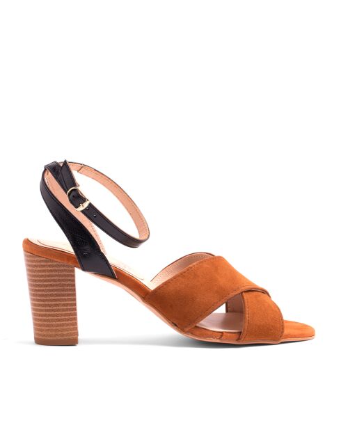 Sandalias SD24 de gamuza marrón - Tacón: 8 cm