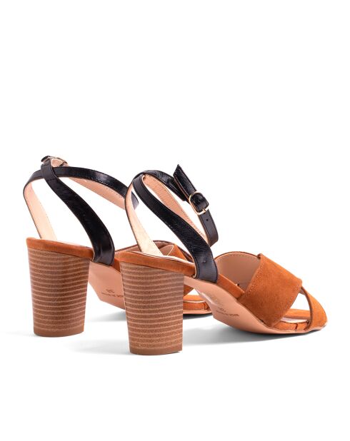 Sandalias SD24 de gamuza marrón - Tacón: 8 cm