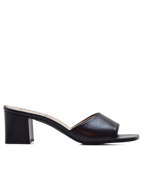 CA-1941 zwarte leren muiltjes met hak